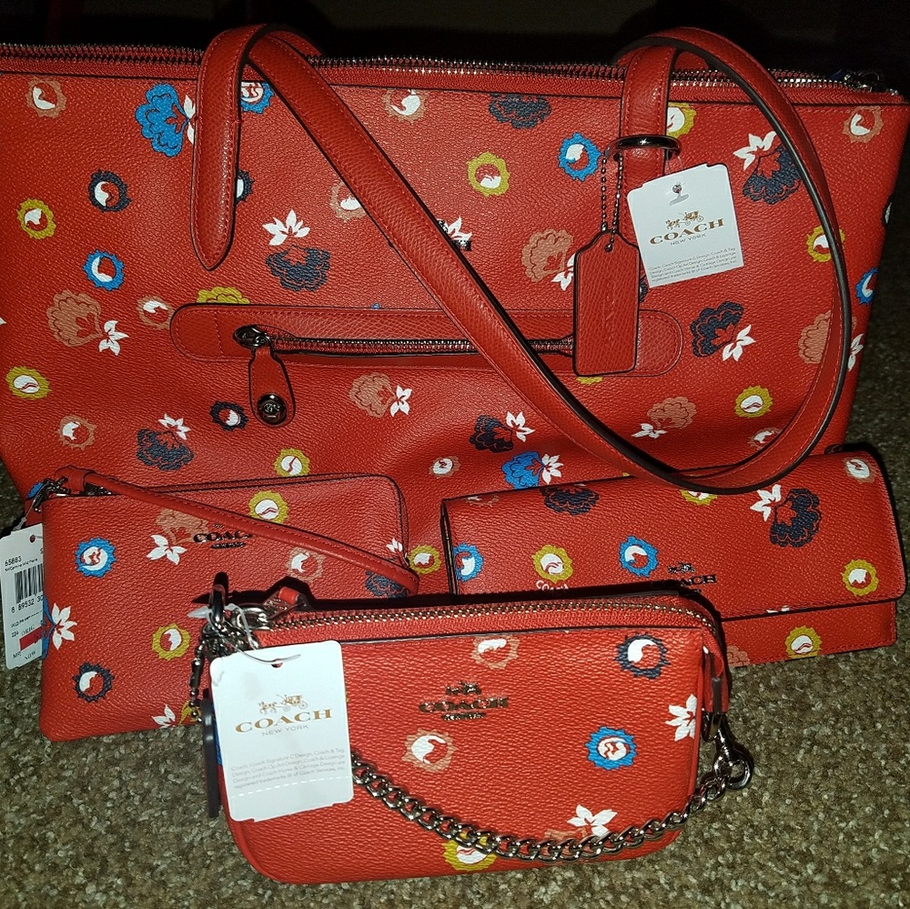 Coach purse, wallet, and small clutch